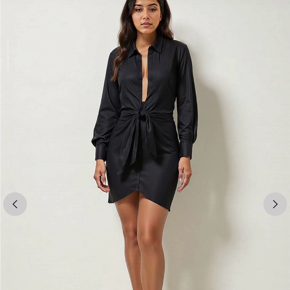 Elegant Black Tie-Front Dress